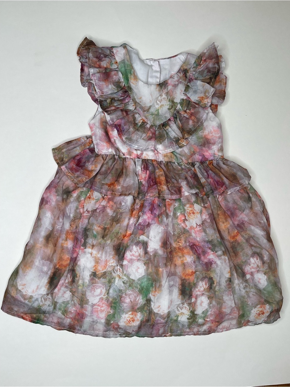 Wonder Nation Girls 3T Floral Ruffle Party Dress Multicolor